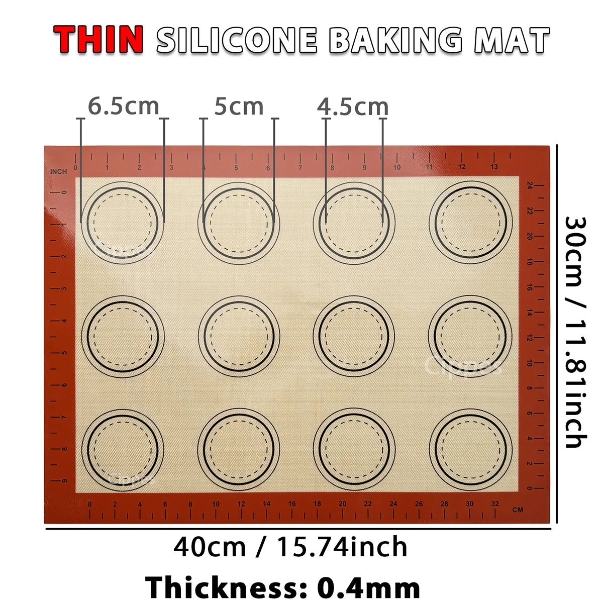 1PC Silicone Baking Mat for Oven, Thin 0.4mm, Reusable Non Stick Heat Resistant Bakeware Sheets Liner Baking Tools for Cookie