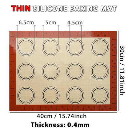 1PC Silicone Baking Mat for Oven, Thin 0.4mm, Reusable Non Stick Heat Resistant Bakeware Sheets Liner Baking Tools for Cookie