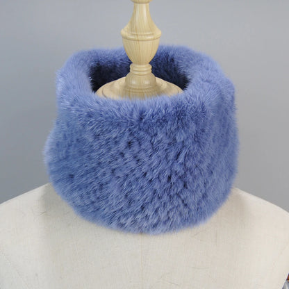 2025 New Women Winter Real Mink Fur Scarves headbands Good Elastic Knitted Natural Mink Fur Scarf Thick Warm Lady Fur Ring Shawl