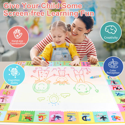 100x80CM Magic Water Drawing Mat with Reusable Magic Pens Doodle