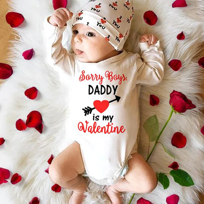 Mommy Daddy Is My Valentine Baby Romper New Born Bodysuit Boys Girls Long Sleeve Clothes Infant Badysuit Baby Valentine Gifts