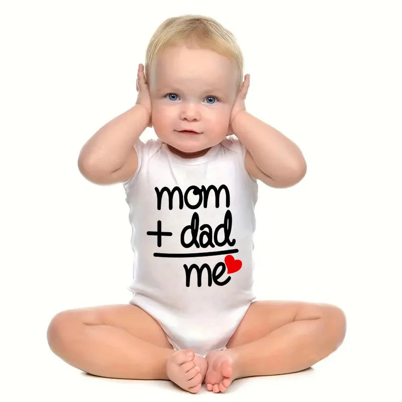 Dad Plus Mom Equals Me Funny Letter Baby Onesies Baby Boys Girls Romper Infant Clothing Newborn Costume Baby Clothes