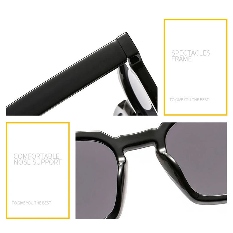 Vintage Black Square Frame Red Lens Sunglasses Retro Transparent Frame Eyewear Women Men Outdoor Sports Ridding Sunglasses