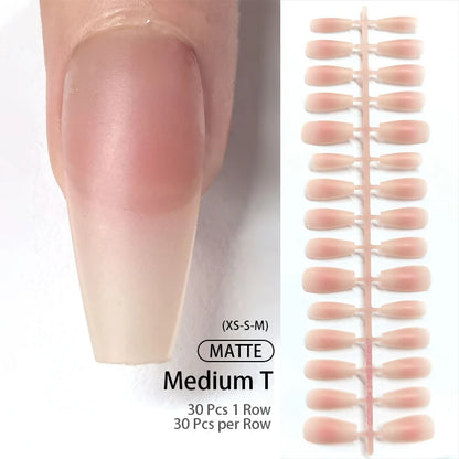 30Pcs French Gradient Short Ballet Nails Simple Nude Color False Nails Coffin Fake Nail Press On Nails Full Cover Nails