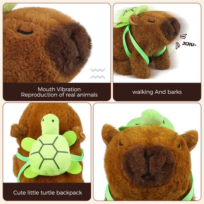 1Pc Plush Walking Sound Moving Pet Kids Electric Capybara Back Turtle Toy