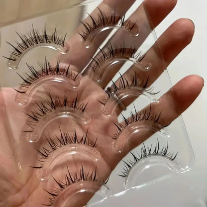 5 pairs of transparent stem wavy eyelash extensions - reusable, easy to apply, natural looking, enhancing eye appearance