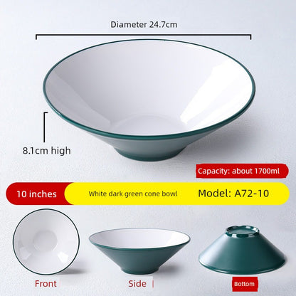 Melamine Rain-Hat Shaped Bowl Commercial Ramen Bowl River Snail Rice Noodle Bowl Noodle Restaurant Dedicated Noodles with Soy Sauce Wonton Pig's Knuckle Rice Spicy Hot Large Bowl