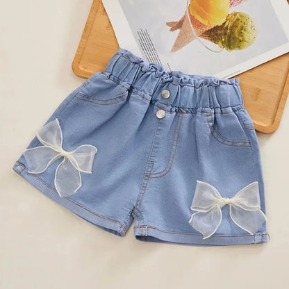 Korean Style Kid Short Denim Shorts for Girls Fashion Girl Short Princess Jeans Children Pants Girls Shorts Flower Girls Clothes