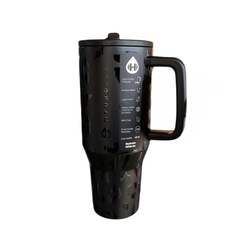 Traveler Cup Thermal HydroJug Stainless Steel Vacuum Insulated Non Slip Car Mug Double Wall Straw Lid Portable Coffee Cup