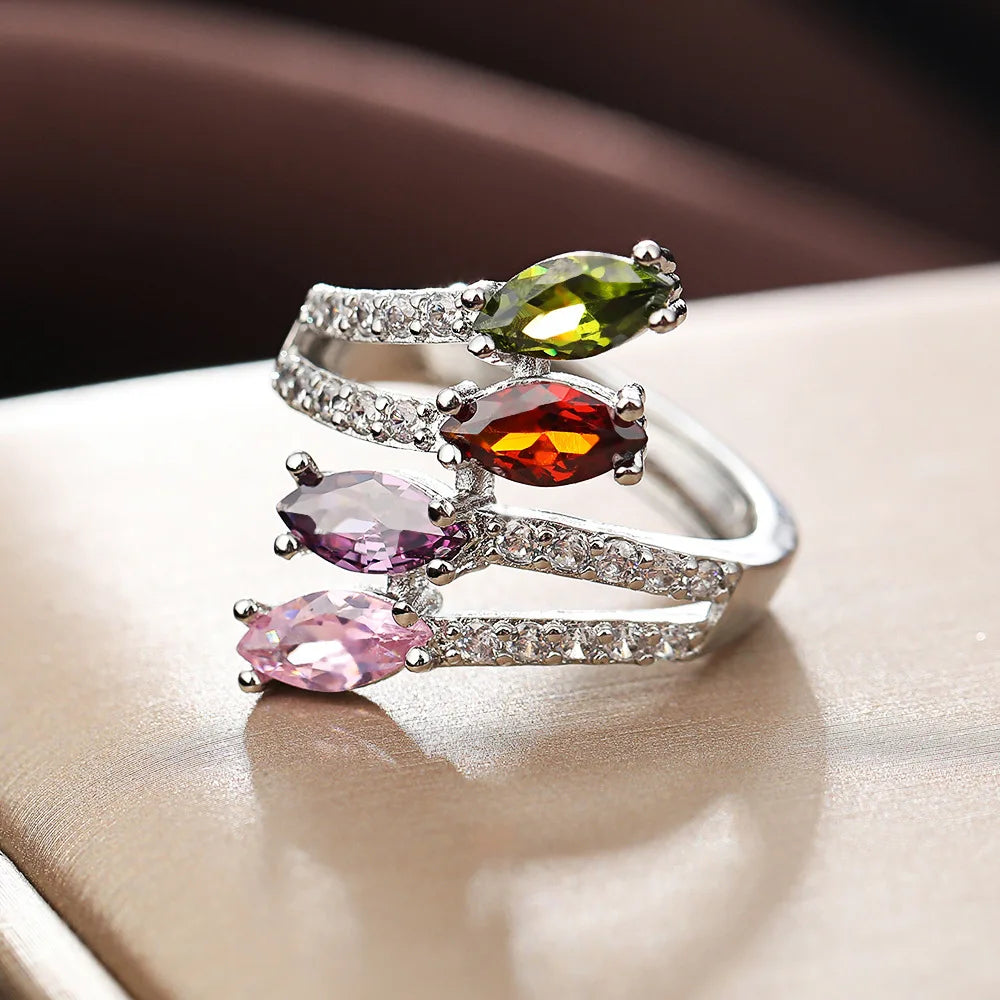 Fashion Vintage Delicate Floral Ruby Rings for Female