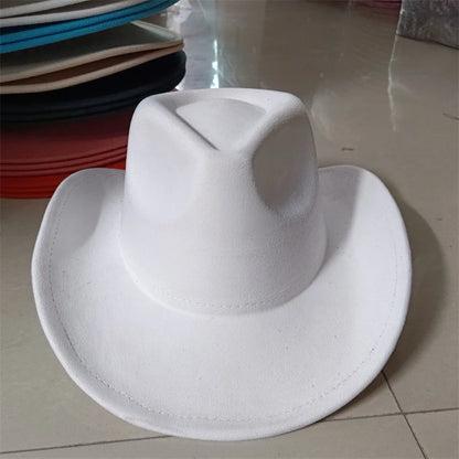 Western suede leather 7.5CM Western denim women's Fedora hat men's church jazz hat fashion travel party hat denim hat 2024