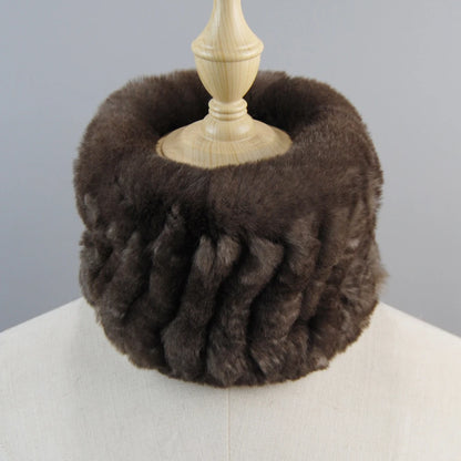 Good Elastic Rex Rabbit Fur Ring Scarves Winter Warm Women Genuine Rex Rabbit Fur Scarf Knitted Real Natural Fur Wraps Headbands