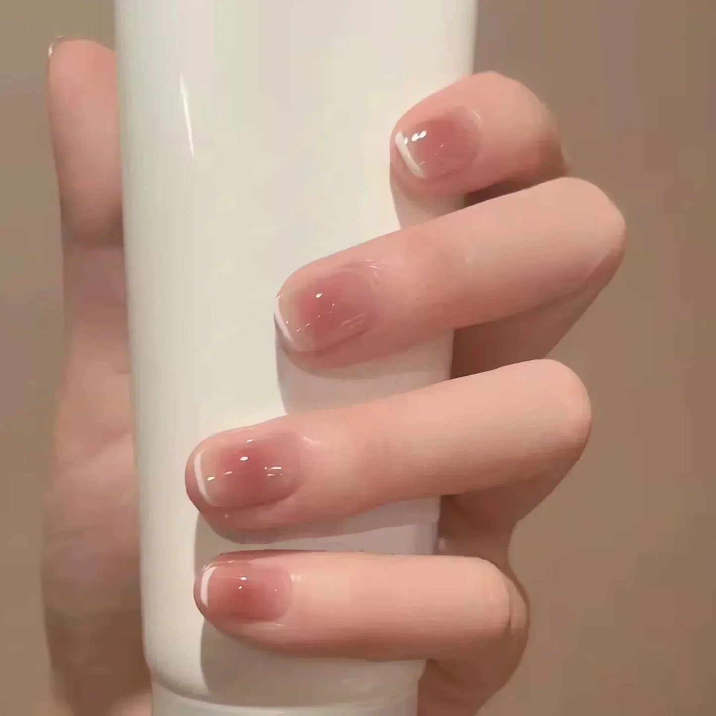 24pcs Black Short Ballet False Nails with Glue French Design Detachable Fake Nails Art Heart Full Cover Press on Nails Tips