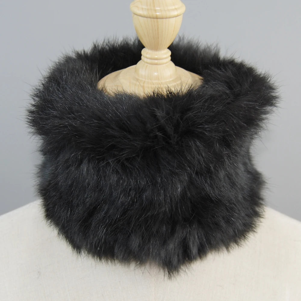 Good Elastic Rex Rabbit Fur Ring Scarves Winter Warm Women Genuine Rex Rabbit Fur Scarf Knitted Real Natural Fur Wraps Headbands
