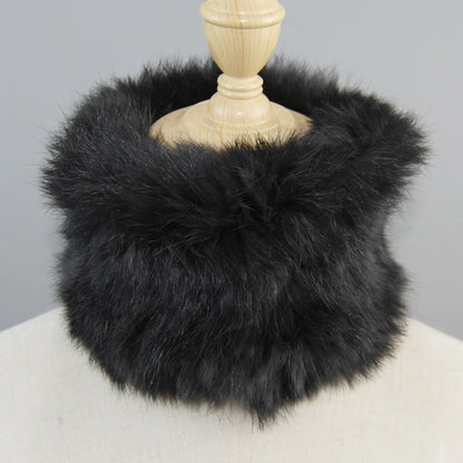 Good Elastic Rex Rabbit Fur Ring Scarves Winter Warm Women Genuine Rex Rabbit Fur Scarf Knitted Real Natural Fur Wraps Headbands