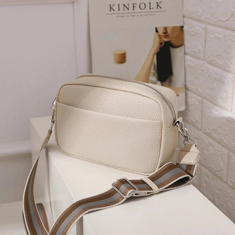 Fashion Hit Color Shoulder Bags for Women Female PU Leather Crossbody Messenger Bags Small Handbag Wide Strap Purse