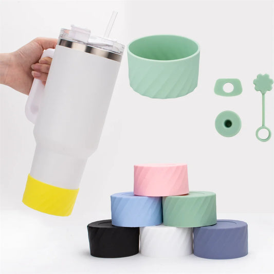 4Pcs Silicone Spill Proof Stopper Set for Stanley 40oz Cup Protective Boot and Straw Covers Reusable Water Bottle Accessories