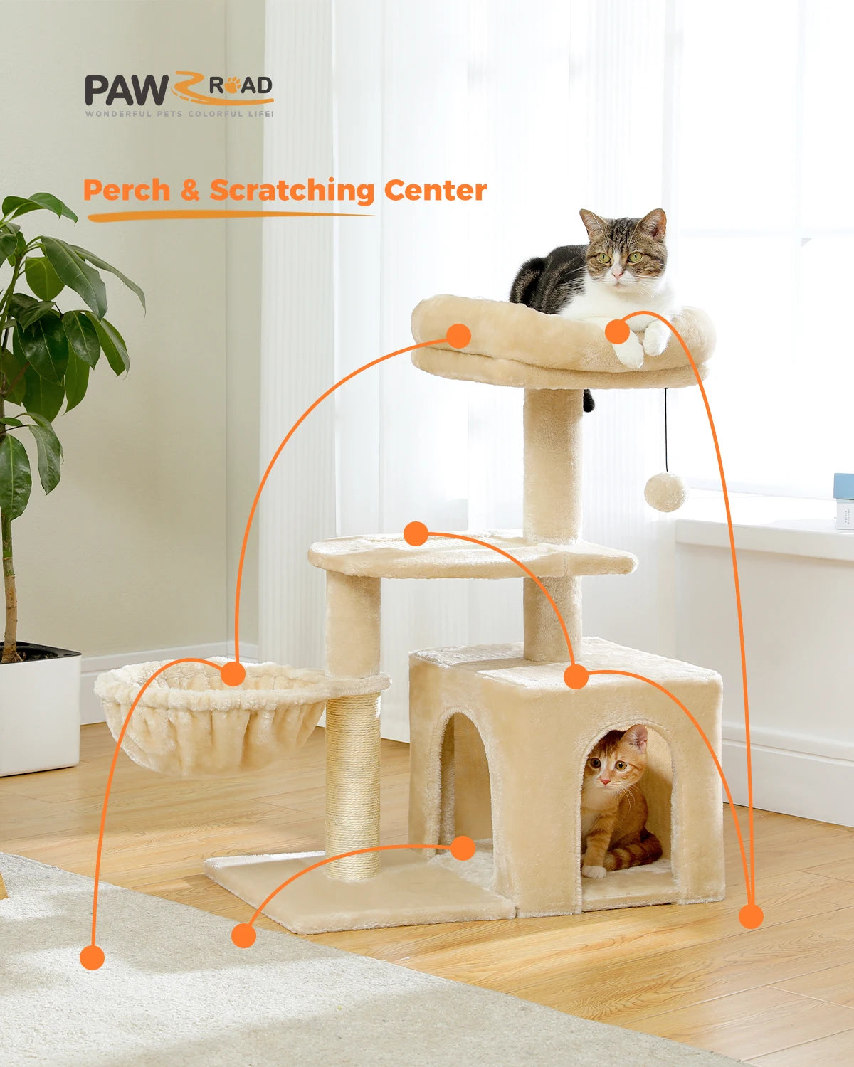 H80CM Small Cat Tree House Condo for Indoor Kitten Large Top Perch Natural Sisal Scratching Posts for Climbing Scratcher Board