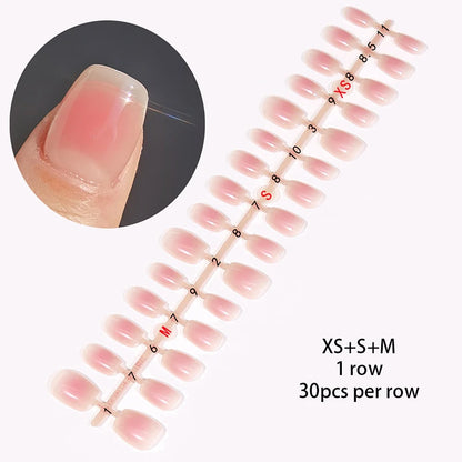 30Pcs French Gradient Short Ballet Nails Simple Nude Color False Nails Coffin Fake Nail Press On Nails Full Cover Nails