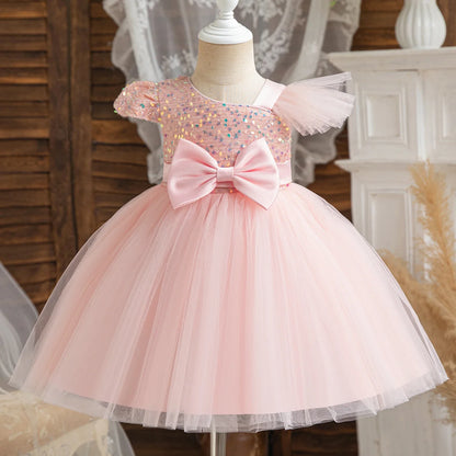 Baby Girls Party Dress Princess Birthday Puffy Dresses Appliques Toddler Girls Baptism Tutu Dresses Children Wedding Gown 1-5Y