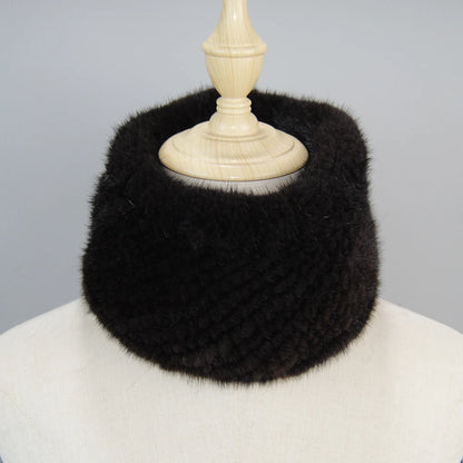 2025 New Women Winter Real Mink Fur Scarves headbands Good Elastic Knitted Natural Mink Fur Scarf Thick Warm Lady Fur Ring Shawl