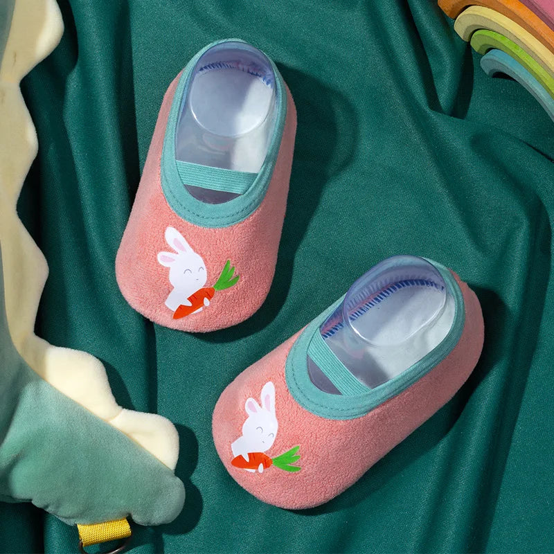 Children Anti-slip Shoes Newborn Baby Toddler Girls Cotton Non-slip Floor Socks Infant Boys Rubber Sole Cartoon Indoor Sneakers