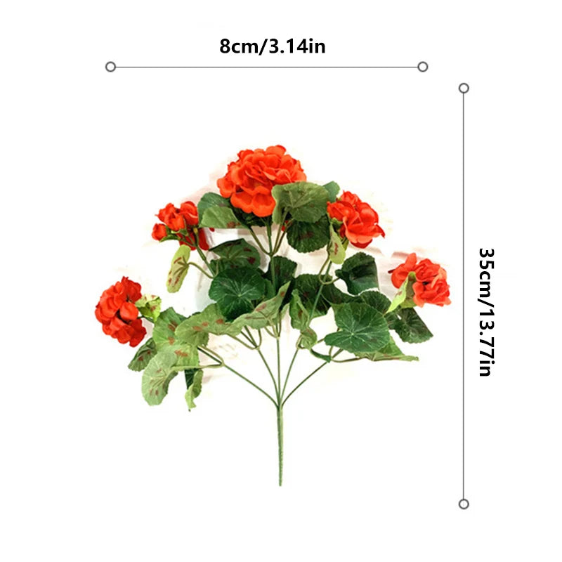 Outdoor Artificial Geranium And Rhododendron Bushes, High-Quality UV Resistant Artificial Flowers, Home And Garden Decoration