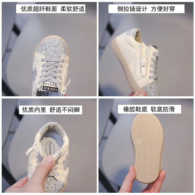 New Kids Fashion Design Walking Shoe Sneakers White Non-slip Casual Shoes Boys Girls Breathable Outdoor Board Shoes