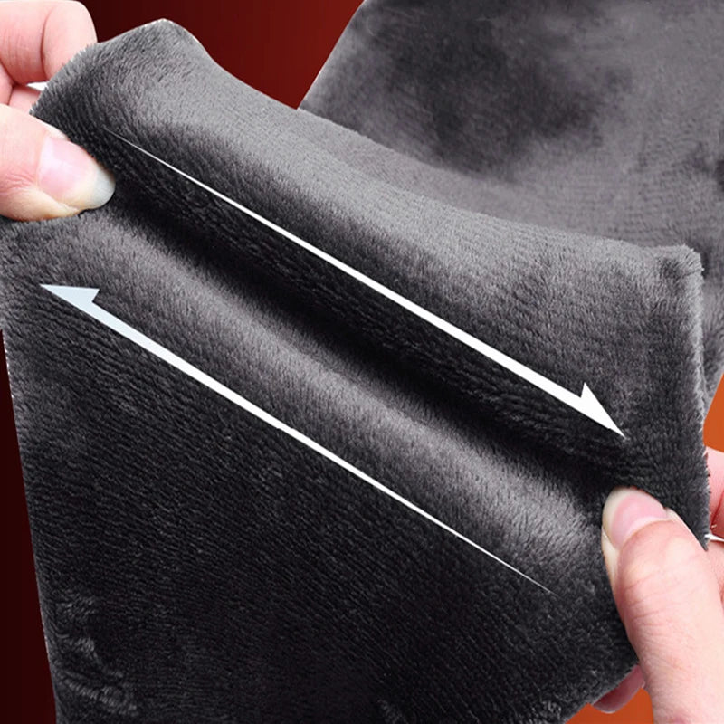 2024 Winter Mens Add Wool Thicken Jeans Mens Printed Casual Stretch Fleece-lined Denim Pants Male Jeans Daily Classical Trousers