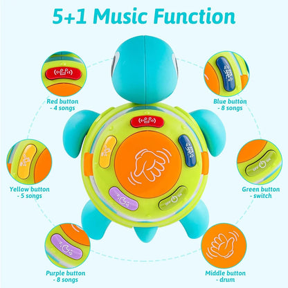 Kids' Music Turtle Crab Toy, Musical Early Learning Drum, Enhances Fine Motor Skills, Parent-Child Interaction, Birthday Gift