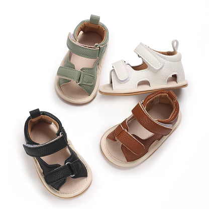 VALEN SINA Summer Baby Sandals Baby Boy Girl PU Leather Shoes Toddler Rubber Sole Flat Anti-slip First Walkers Crib Baby Shoes