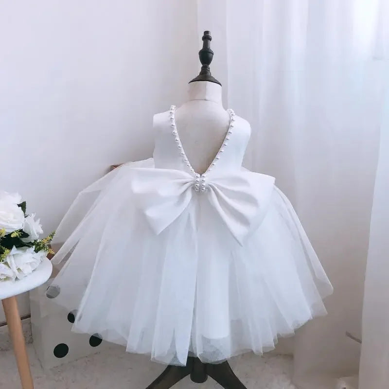 Kid's Princess Backless Dress Sleeveless Elegant Girls Birthday Party Dress Flower Girls Dress for Wedding Tutu Gown 1-5 Years