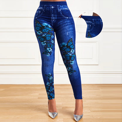 Plus Size  Printed Leggings for Women Clothing 2023 Autumn Winter High Waist Trousers Oversized Basics Pants Female Casual Leggi