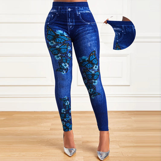 Plus Size  Printed Leggings for Women Clothing 2023 Autumn Winter High Waist Trousers Oversized Basics Pants Female Casual Leggi