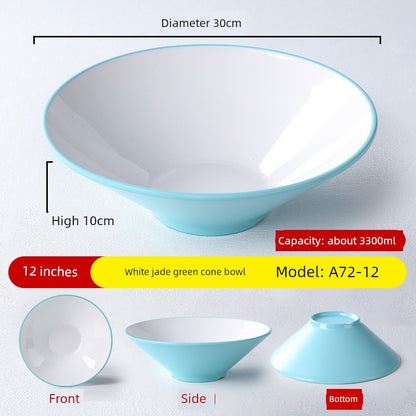 Melamine Rain-Hat Shaped Bowl Commercial Ramen Bowl River Snail Rice Noodle Bowl Noodle Restaurant Dedicated Noodles with Soy Sauce Wonton Pig's Knuckle Rice Spicy Hot Large Bowl