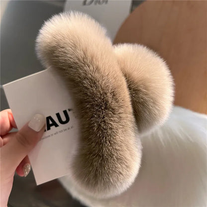 New Winter Faux Fur Hair Claw Elegant Acrylic Hairpins Plush Hair Clip Barrette Crab Headwear for Women Girls Hair Accessories