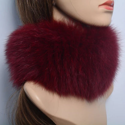 New Luxury Women Outdoor Fox Fur Ring Scarf Winter Good Elastic Knit Real Fox Fur Scarves Neck Warmer Natural Fur Headband Wrap