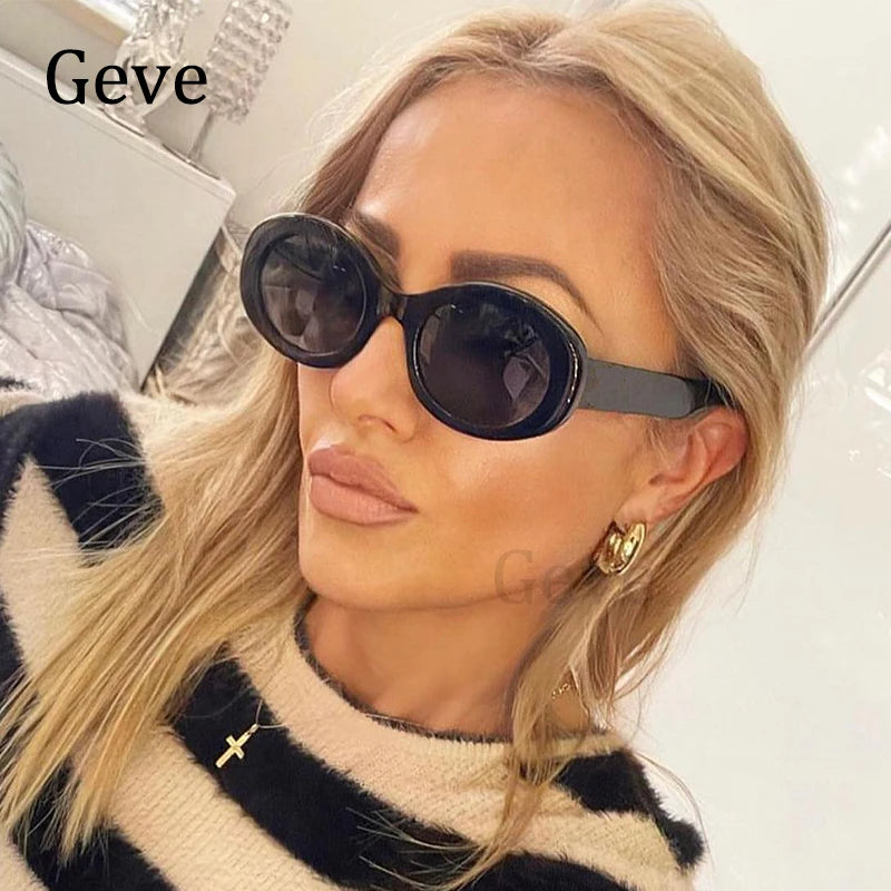 Vintage Small Oval Sunglasses Women Luxury Brand Designer Black Female Sun Glasses Shades Classic Gafas De Sol Mujer