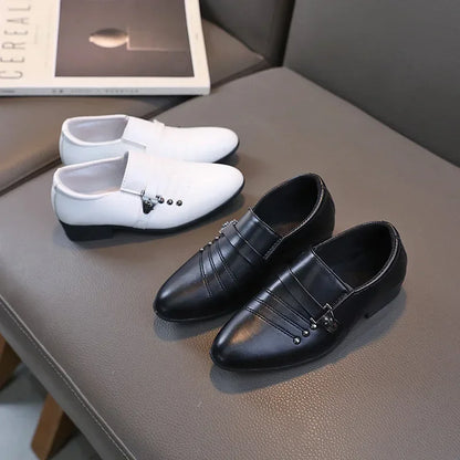 Children's Leather Shoes for Boys Toddler Kids Party Wedding Formal Performance Shoes School All-match Black White Loafers Shoes