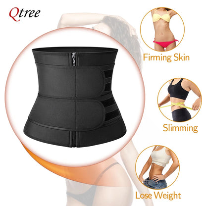 Qtree Waist Trainer Plus Size for Women Sports Girdle Corset Slimming Belly Body Shaper Sweat Trimmer Belt Slimmer Weight Loss