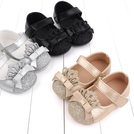 Baby Girl Shoes Cute Crown Soft PU Mary Jane Shoes Anti-slip Sole Spring Summer Sandal for 0-6-12m Baby Girl New Fashion D2553