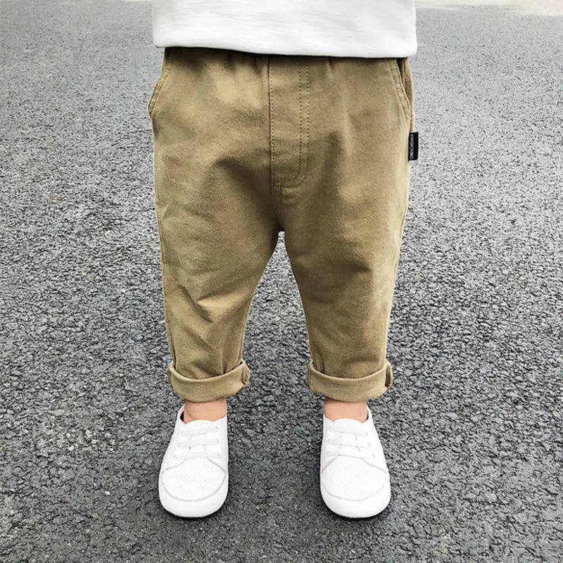 0-7Years Spring Autumn Kids Children Pants Baby Boy Cotton Washed Casual Trousers Elastic Waist Straight/Harlan Multiple Styles