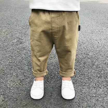 0-7Years Spring Autumn Kids Children Pants Baby Boy Cotton Washed Casual Trousers Elastic Waist Straight/Harlan Multiple Styles