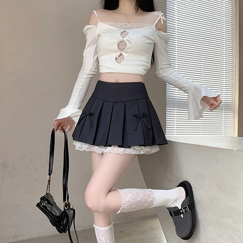 Korean Style Fashion Sweet High Waist College Style Pleated Skirt For Women