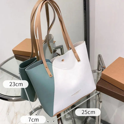 Women's Patchwork Color Bag Large Capacity Shoulder Bags High Quality Pu Leather Handbag Ladies Wild Bags Purses and Handbags