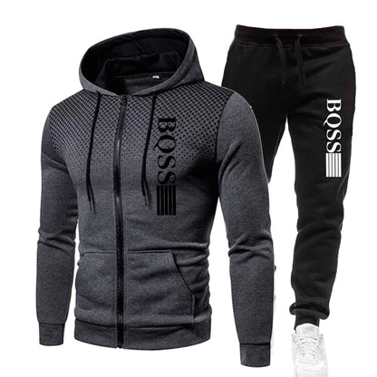 Men Clothing Spotted Sweatshirt Suit Hoodie and Pants Suit Mens Fashion Suits Men's Winter Clothes New Two Piece Set