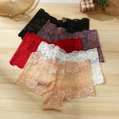 Boxers for Women Transparent Lace Women's Panties Floral Seamless Feamle Underwear Mid-Rise Perpective Boyshorts Sexy Lingerie