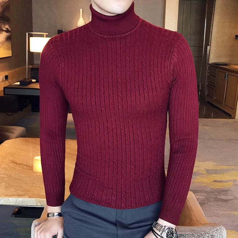 Winter High Neck Thick Warm Sweater Men Turtleneck Brand Mens Sweaters