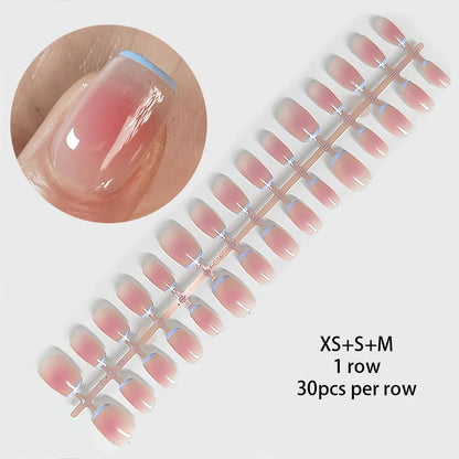 30Pcs French Gradient Short Ballet Nails Simple Nude Color False Nails Coffin Fake Nail Press On Nails Full Cover Nails