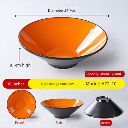 Melamine Rain-Hat Shaped Bowl Commercial Ramen Bowl River Snail Rice Noodle Bowl Noodle Restaurant Dedicated Noodles with Soy Sauce Wonton Pig's Knuckle Rice Spicy Hot Large Bowl